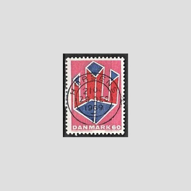 FRIMRKER DANMARK | 1969 - AFA 489 - Non-figurativ tegning - 60 re lillard/rd/bl - Pragt Stemplet Horsens