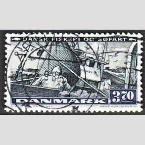 FRIM�RKER DANMARK | 1984 - AFA 812 - Fiskeri og s�fart - 3,70 Kr. sortbl�/b�rkbl� - Pragt Stemplet �rhus
