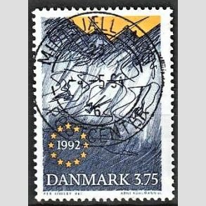 FRIM�RKER DANMARK | 1992 - AFA 1027 - EF�s indre marked - 3,75 kr. bl�/gul - Pragt Stemplet