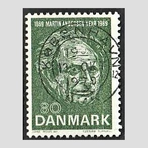 FRIM�RKER DANMARK | 1969 - AFA 485 - Martin Andersen Nex� - 80 �re gr�n - Pragt Stemplet K�benhavn