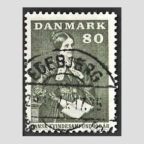 FRIM�RKER DANMARK | 1971 - AFA 509 - Dansk Kvindesamfund 100 �r - 80 �re gr�gr�n - Pragt Stemplet Egebjerg