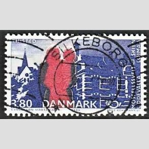 FRIM�RKER DANMARK | 1986 - AFA 860 - Venskabsbyer - 3,80 Kr. r�d/bl� - Pragt Stemplet Silkeborg