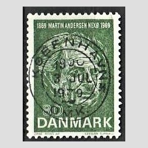 FRIM�RKER DANMARK | 1969 - AFA 485 - Martin Andersen Nex� - 80 �re gr�n - Pragt Stemplet K�benhavn