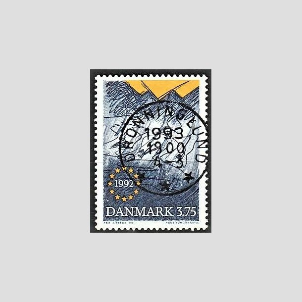 FRIMRKER DANMARK | 1992 - AFA 1027 - EFs indre marked - 3,75 kr. bl/gul - Pragt Stemplet Dronninglund
