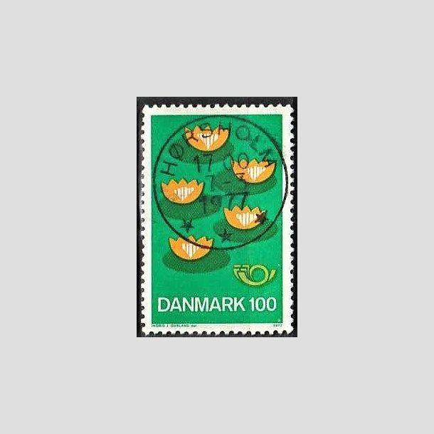 FRIMRKER DANMARK | 1977 - AFA 631 - Fllesnordisk udgave - 100 re grn/gul/mrk - Pragt Stemplet Hrsholm