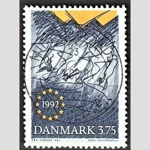 FRIM�RKER DANMARK | 1992 - AFA 1027 - EF�s indre marked - 3,75 kr. bl�/gul - Pragt Stemplet 