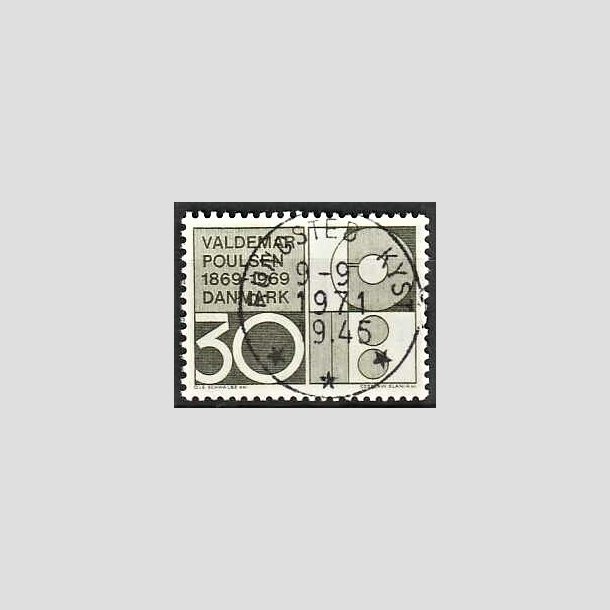 FRIMRKER DANMARK | 1969 - AFA 490 - Valdemar Poulsen - 30 re olivgrn - Pragt Stemplet Rungsted Kyst