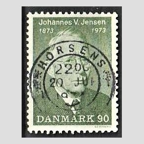 FRIM�RKER DANMARK | 1973 - AFA 542 - Johannes V. Jensen - 90 �re gr�n - Pragt Stemplet Horsens