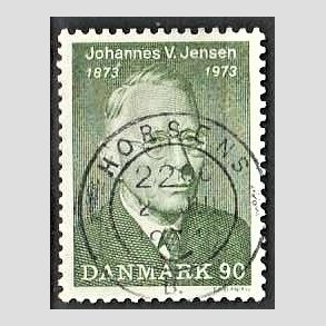 FRIM�RKER DANMARK | 1973 - AFA 542 - Johannes V. Jensen - 90 �re gr�n - Pragt Stemplet Horsens