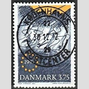 FRIM�RKER DANMARK | 1992 - AFA 1027 - EF�s indre marked - 3,75 kr. bl�/gul - Pragt Stemplet 