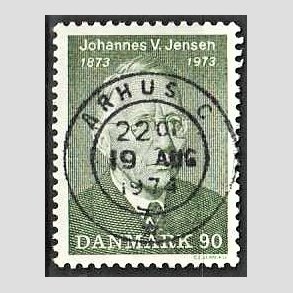 FRIM�RKER DANMARK | 1973 - AFA 542 - Johannes V. Jensen - 90 �re gr�n - Pragt Stemplet �rhus C