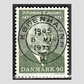 FRIM�RKER DANMARK | 1973 - AFA 542 - Johannes V. Jensen - 90 �re gr�n - Pragt Stemplet K�benhavn