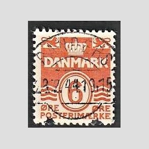 FRIM�RKER DANMARK | 1940 - AFA 254 - B�lgelinie 6 �re orangegul - Lux Stemplet Randers