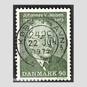 FRIM�RKER DANMARK | 1973 - AFA 542 - Johannes V. Jensen - 90 �re gr�n - Pragt Stemplet K�benhavn