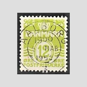 FRIM�RKER DANMARK | 1952-53 - AFA 335 - B�lgelinie 12 �re lysgr�n - Lux Stemplet Aalborg