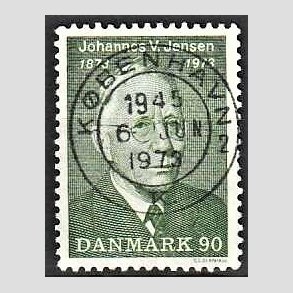 FRIM�RKER DANMARK | 1973 - AFA 542 - Johannes V. Jensen - 90 �re gr�n - Pragt Stemplet K�benhavn