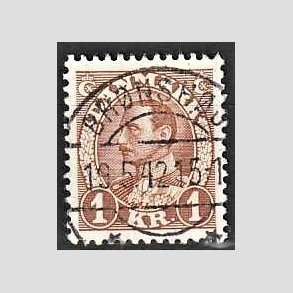 FRIMRKER DANMARK | 1934 - AFA 211 - Chr. X 1 Kr. brun - Pragt Stemplet Brnshj