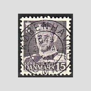 FRIMRKER DANMARK | 1950 - AFA 319 - Fr. IX 15 re grviolet - Lux Stemplet Kbenhavn
