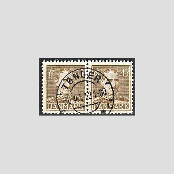 FRIMRKER DANMARK | 1946 - AFA 296 - Chr. X 45 re oliven i par - Lux Stemplet Tnder