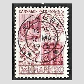 FRIM�RKER DANMARK | 1975 - AFA 583 - Danmarks Radio 50 �r - 90 �re r�d - Pragt Stemplet Lyngby