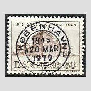 FRIM�RKER DANMARK | 1969 - AFA 483 - Dansk Samvirke 50 �r - 50 �re gr�brun - Pragt Stemplet K�benhavn
