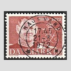 FRIM�RKER DANMARK | 1972 - AFA 522 - Frederik IX mindeudgave - 60 �re brunr�d - Pragt Stemplet Bagsv�rd