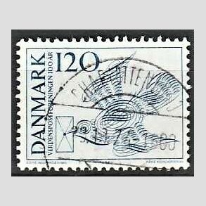 FRIM�RKER DANMARK | 1974 - AFA 579 - Verdenspostforeningen 100 �r - 120 �re bl� - Pragt Stemplet Charlottenlund