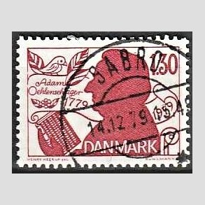 FRIM�RKER DANMARK | 1979 - AFA 690 - Adam Oehlenschl�ger - 1,30 Kr. r�d - Pragt Stemplet Sabro