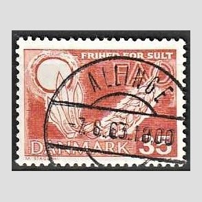FRIM�RKER DANMARK | 1963 - AFA 412 - FAO anti-hunger - 35 �re brunr�d - Lux Stemplet Allinge