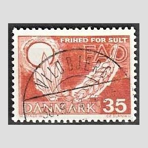 FRIM�RKER DANMARK | 1963 - AFA 412 - FAO anti-hunger - 35 �re brunr�d - Lux Stemplet Vildbjerg