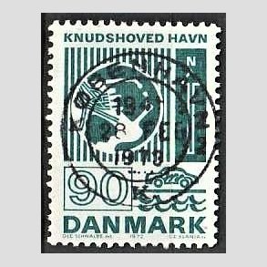 FRIM�RKER DANMARK | 1972 - AFA 537 - Trafiktekniske anl�g - 90 �re bl�gr�n - Pragt Stemplet K�benhavn