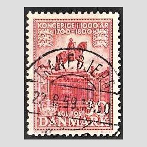 FRIM�RKER DANMARK | 1953-56 - AFA 354 - Kongeriget 1000 �r - 30 �re r�d - Pragt Stemplet Tranebjerg