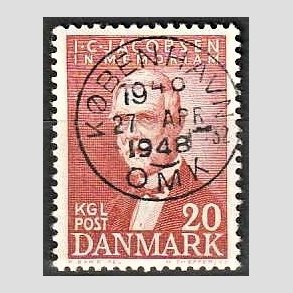 FRIM�RKER DANMARK | 1947 - AFA 305 - I. C. Jacobsen - 20 �re brunr�d - Pragt Stemplet K�benhavn