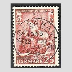 FRIM�RKER DANMARK | 1951 - AFA 328 - S�officerskolen 250 �r - 25 �re brunr�d - Pragt Stemplet K�benhavn