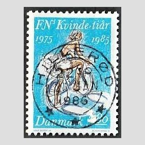 FRIM�RKER DANMARK | 1985 - AFA 839 - FN's kvinde-ti�r - 3,80 Kr. flerfarvet - Pragt Stemplet Hiller�d