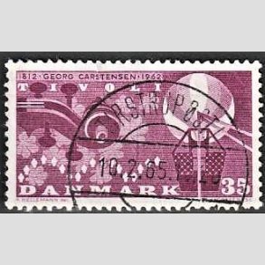 FRIM�RKER DANMARK | 1962 - AFA 410 - Georg Carstensen Tivoli - 35 �re r�dviolet - Pragt Stemplet Tirstrup �stj