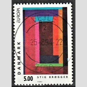 FRIM�RKER DANMARK | 1993 - AFA 1042 - Nutidskunst - 5,00 Kr. flerfarvet - Pragt Stemplet Vejle