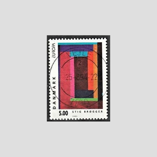 FRIMRKER DANMARK | 1993 - AFA 1042 - Nutidskunst - 5,00 Kr. flerfarvet - Pragt Stemplet Vejle