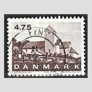 FRIMRKER DANMARK | 1990 - AFA 975 - Jyske landsbykirker - 4,75 Kr. brun - Pragt Stemplet Fyn