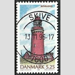 FRIM�RKER DANMARK | 1996 - AFA 1126 - Danske Fyrt�rne - 5,25 Kr. flerfarvet - Pragt Stemplet Skive