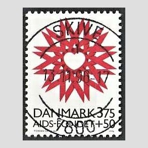FRIMRKER DANMARK | 1996 - AFA 1130 - AIDS-Fondet - 3,75 Kr. + 50 re rd/sort - Pragt Stemplet Skive