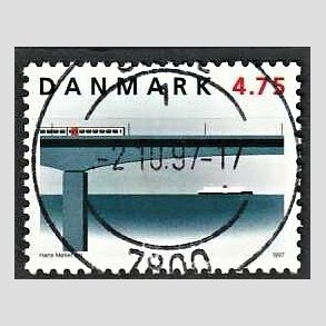 FRIM�RKER DANMARK | 1997 - AFA 1145 - Jernbaneforbindelsen p� Storeb�lt - 4,75 Kr. flerfarvet - Pragt Stemplet 