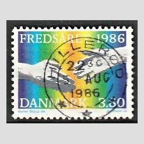 FRIM�RKER DANMARK | 1986 - AFA 857 - FN�s freds�r - 3,80 Kr. flerfarvet - Pragt Stemplet Hiller�d
