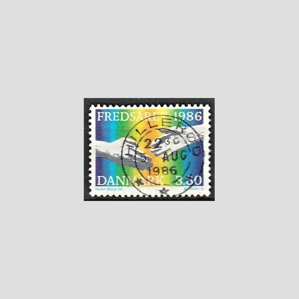 FRIMRKER DANMARK | 1986 - AFA 857 - FNs fredsr - 3,80 Kr. flerfarvet - Pragt Stemplet Hillerd