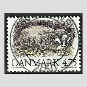 FRIM�RKER DANMARK | 1994 - AFA 1077 - Truede danske dyr - 4,75 Kr. Gr�vling - Pragt Stemplet 