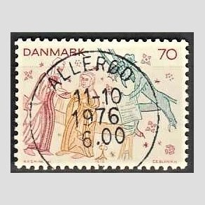 FRIM�RKER DANMARK | 1973 - AFA 552 - Kalkmalerier - 70 �re flerfarvet - Pragt Stemplet Aller�d