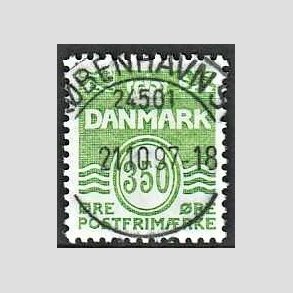 FRIM�RKER DANMARK | 1992 - AFA 1016 - B�lgelinie - 350 �re lysgr�n - Pragt Stemplet