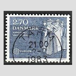 FRIM�RKER DANMARK | 1982 - AFA 748 - Europam�rker - 2,70 Kr. bl� - Lux Stemplet Tarm