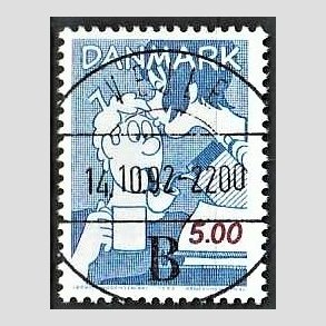 FRIM�RKER DANMARK | 1992 - AFA 1031 - Danske tegneseriefigurer - 5,00 Kr. bl�/r�d - Pragt Stemplet Vejle (Pragtm�rke)
