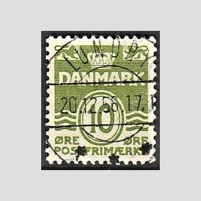 FRIM�RKER DANMARK | 1950 - AFA 318 - B�lgelinie 10 �re gr�n - Lux Stemplet Lundby